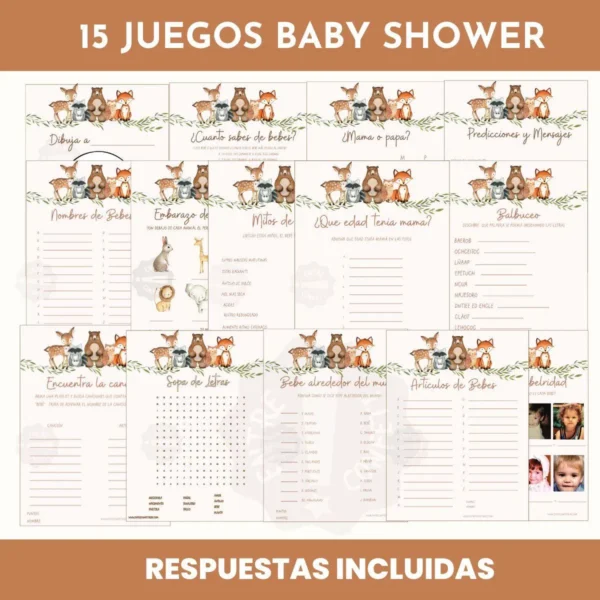 juegos paa celebrar baby shower tematica woodland