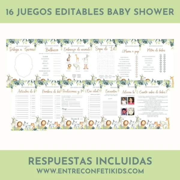 juegos para celebrar baby shower con tematica de selva